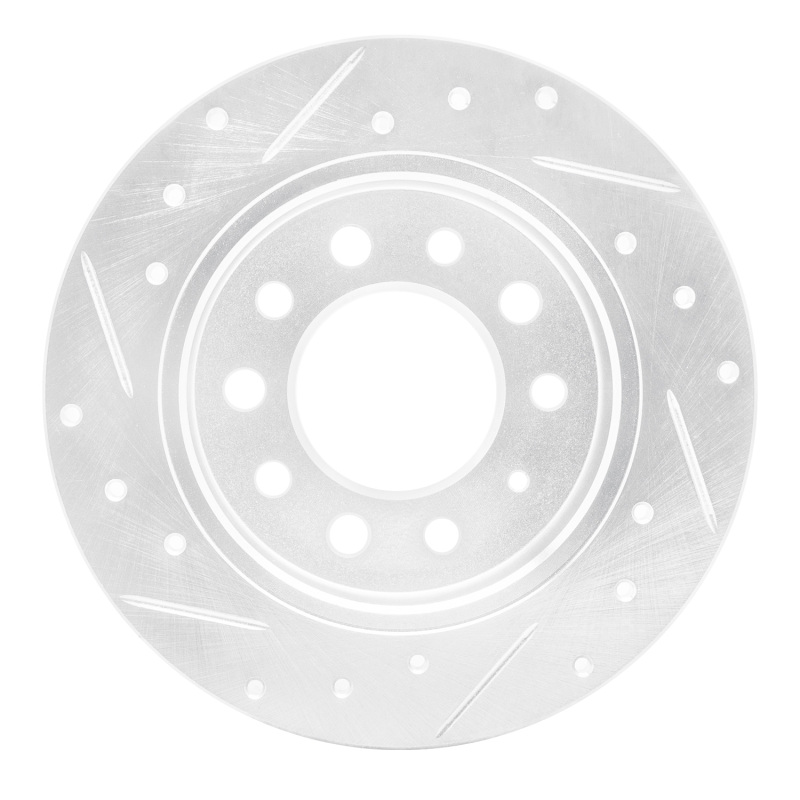 Hyundai Tiburon Brake Rotor (1) - Rear Right - R1 Concepts - Drilled & Slotted - Silver - `03-`08